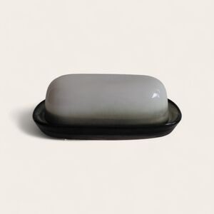 Sango NOVA BLACK 4932 Covered Ceramic Pottery Butter Dish